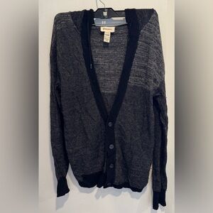 Diesel alpaca wool light cardigan sweater shirt ombre grey black hooded rare XS